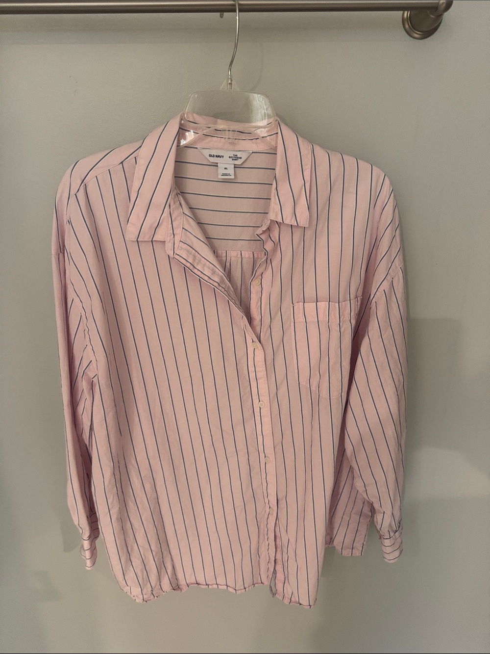 Old Navy Pink Shirt with Navy Stripes Button-Down